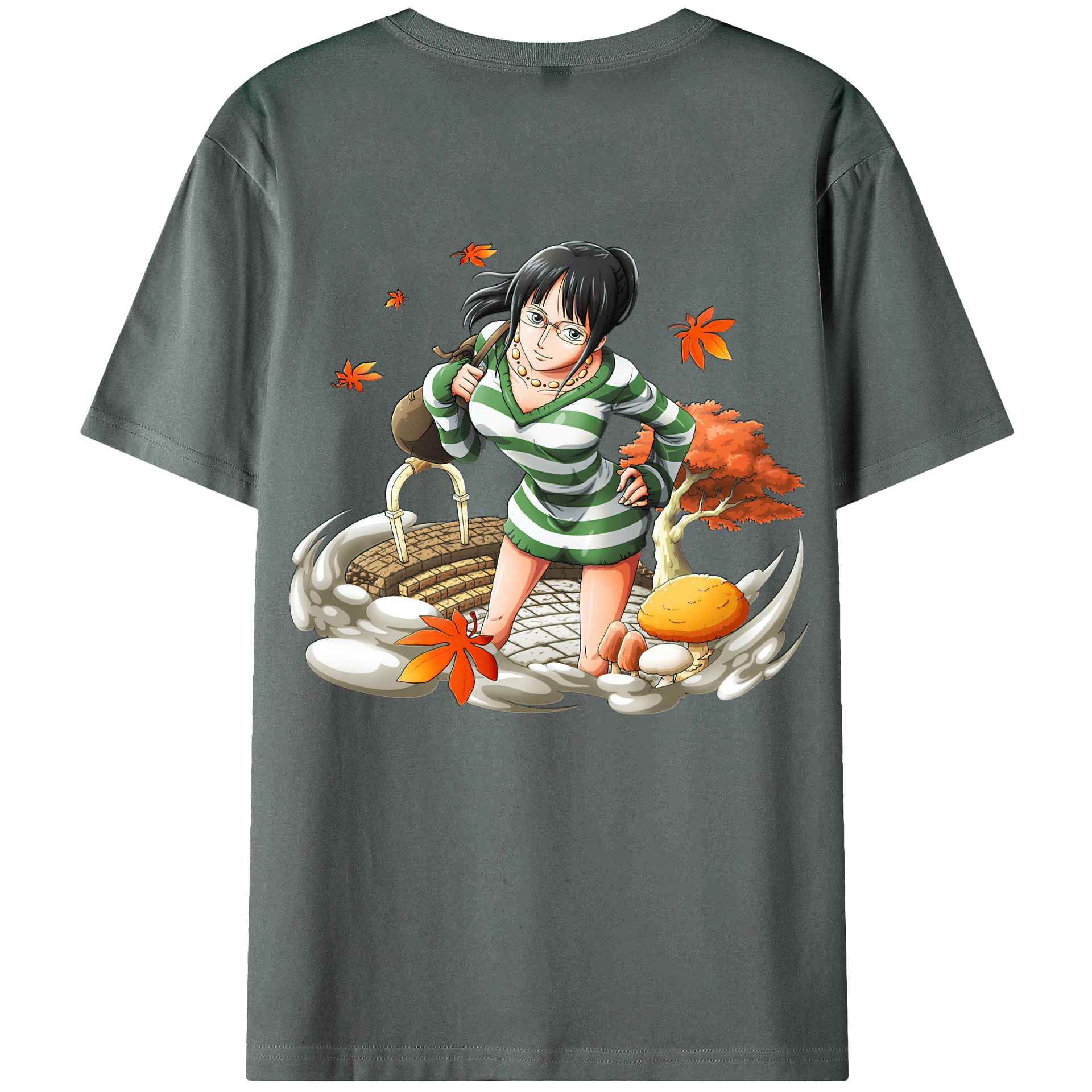 ワンピース ニコ・ロビン ONE PIECE Nico Robin 綿100％ メンズ半袖Tシャツ（バックプリント） 通気性
